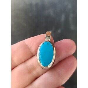 Mexican 925 Sterling Silver Enamel Oval Shaped Pendant Vintage